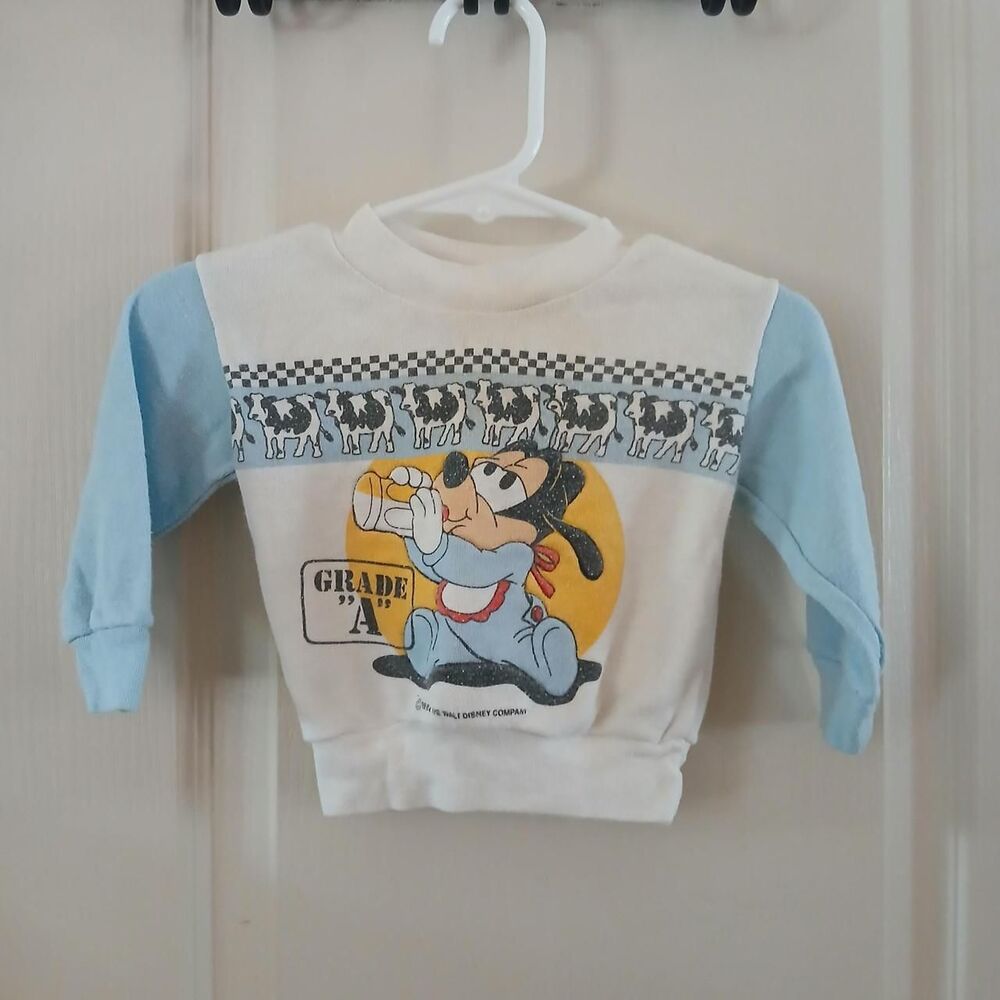 Rare Vintage 1984 Disney Babies Goofy "Grade A" Cow Milk Baby Sweater 0-6 M